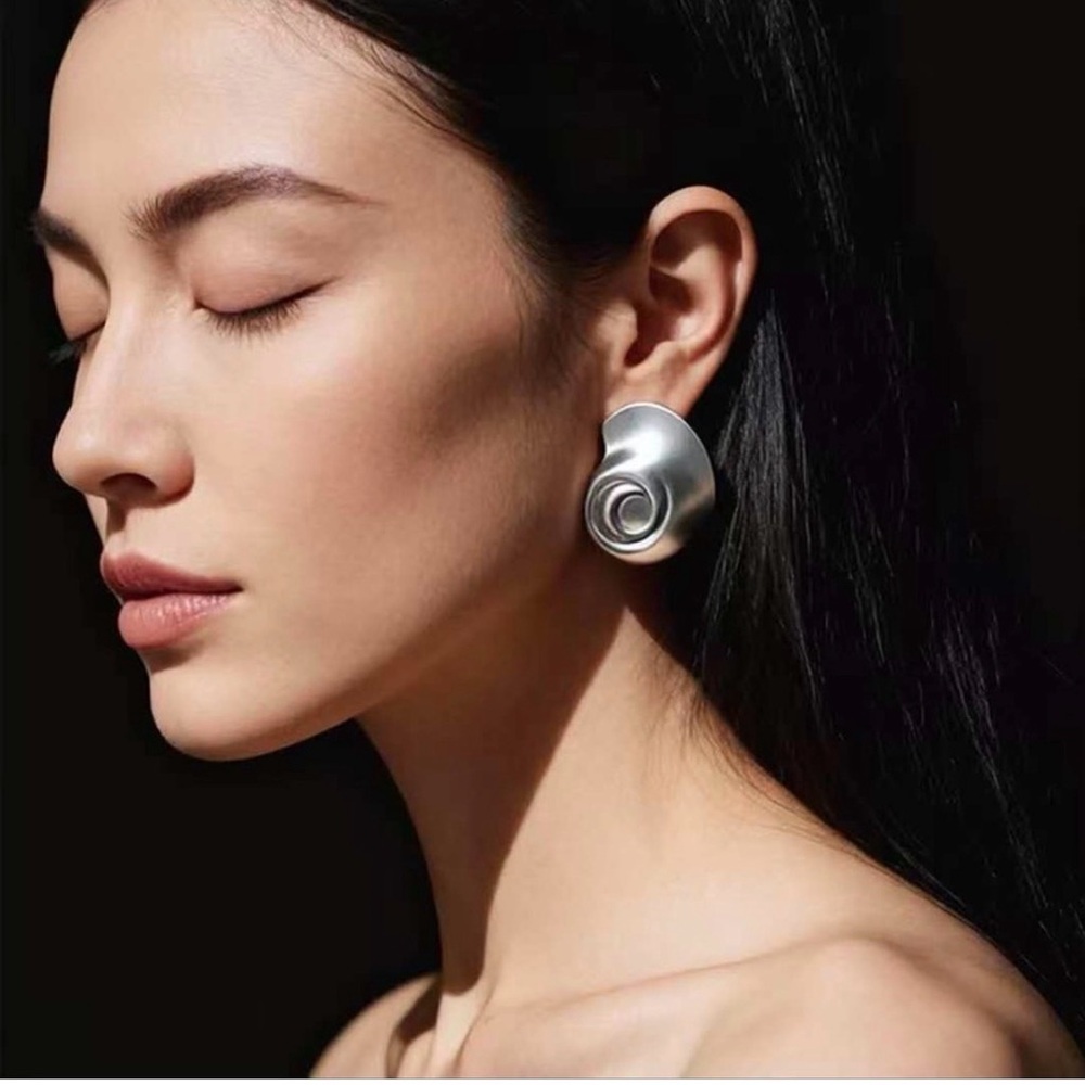 Sculpted Silver Swirl Drop Earrings - Women Jewelry